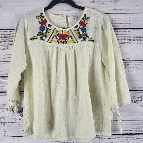 Jodifl Long Sleeve Top M Womens Embroidered Pullover Key Hole Back Cottage Core - Picture 1 of 11